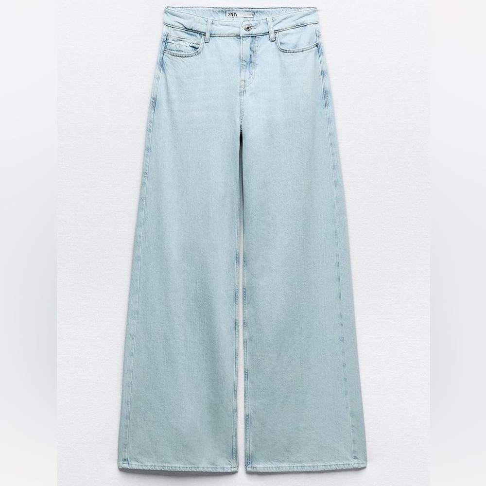Zara Sky Blue Wide Leg Jeans